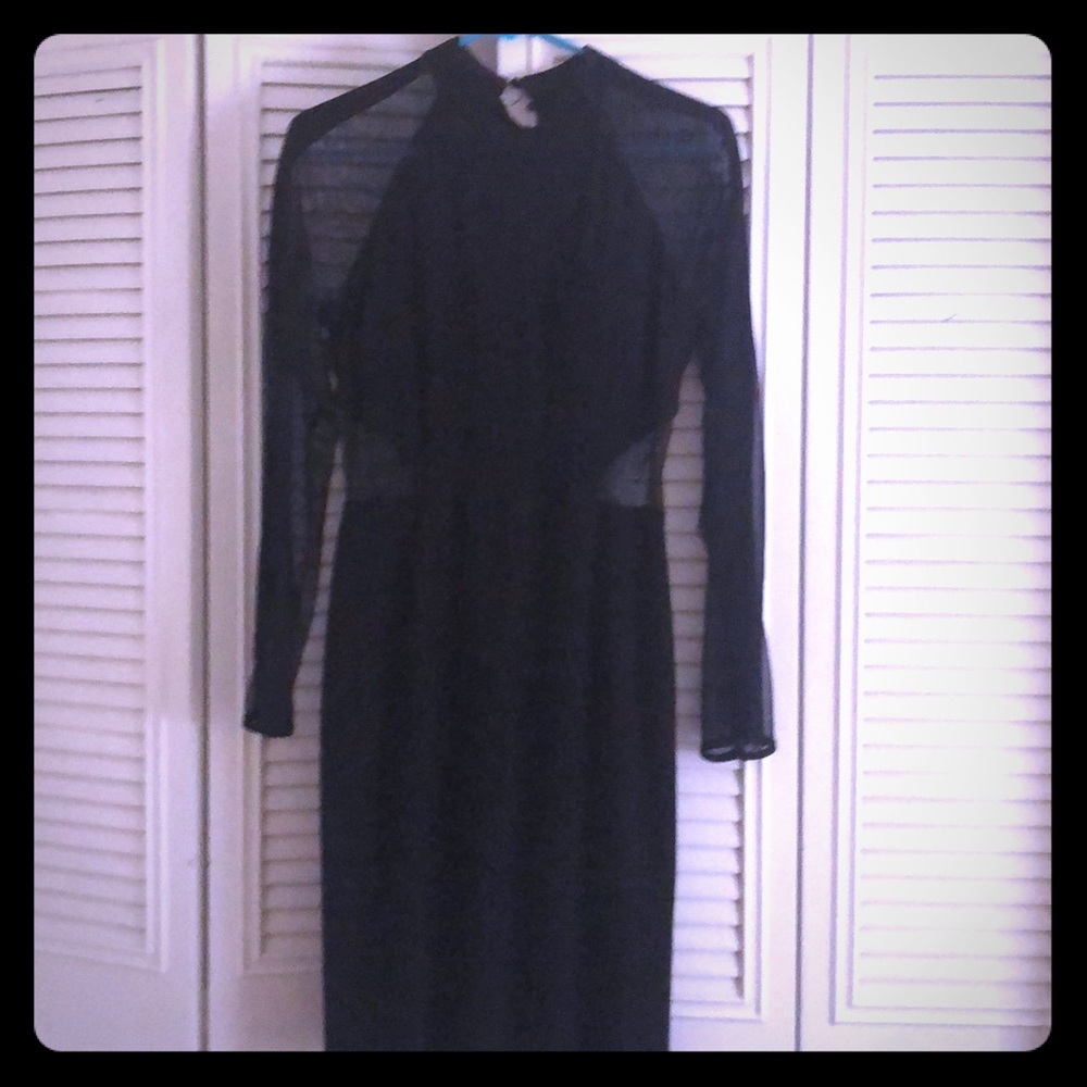 Sheer long sleeve black dress
